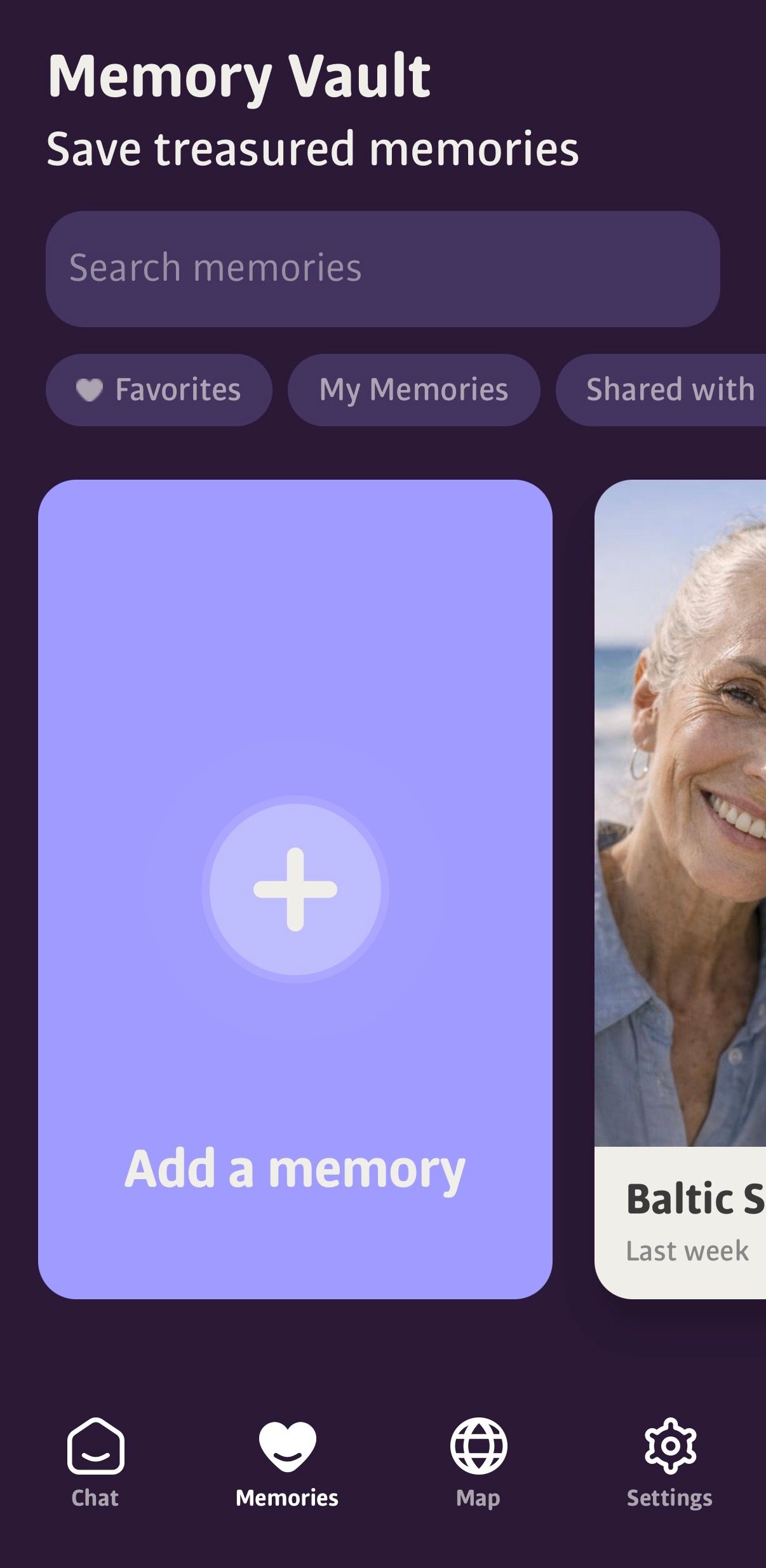 listn memories screen